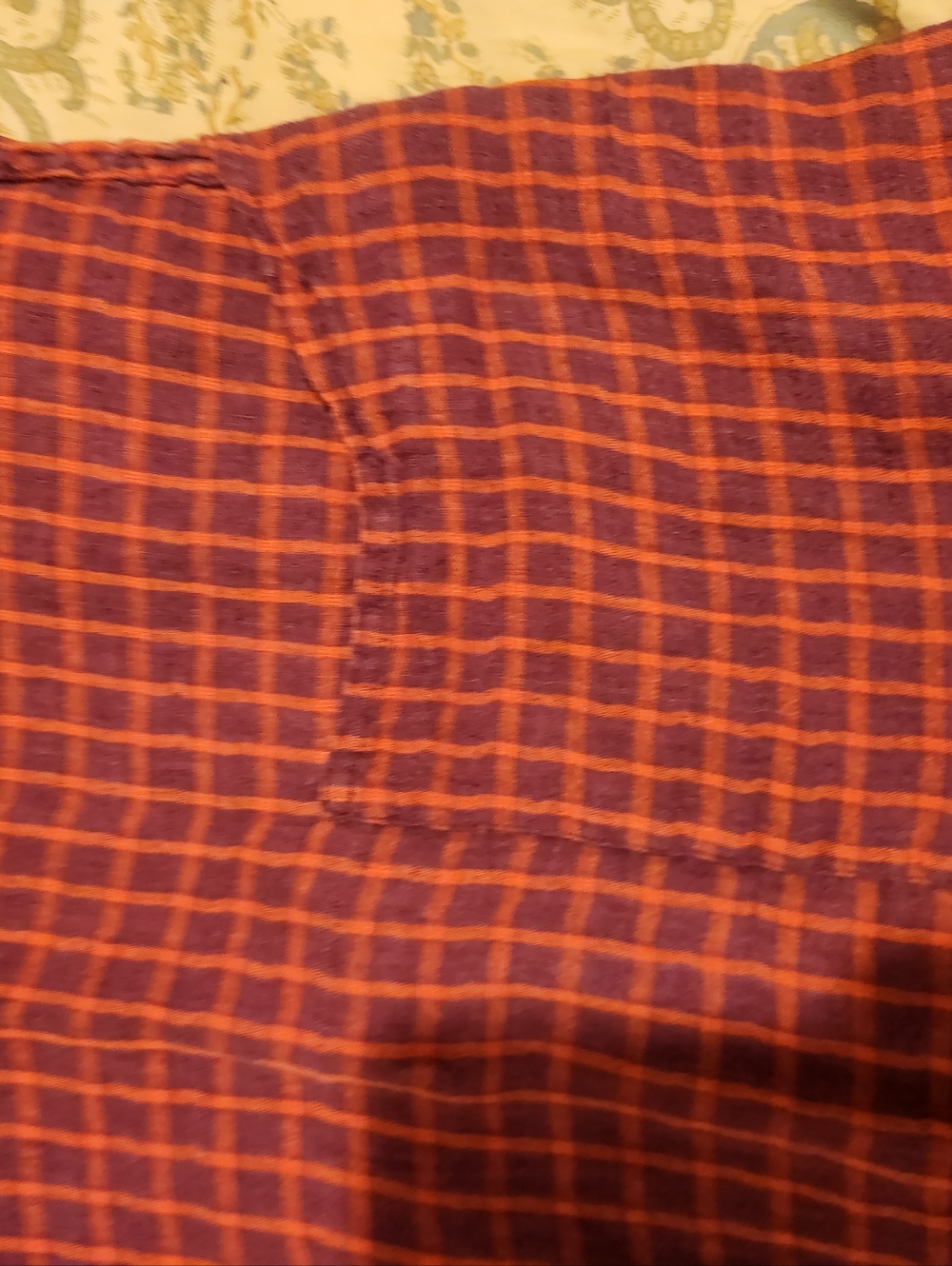 Flax Two-Tone Orange and Purple Checked Pockets Linen Midi Dress Sz. 2G B:54" - Picture 10 of 14